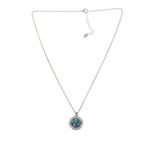 Colleen Lopez Abalone Cabochon and White Topaz Gold-tone Pendant 18"
